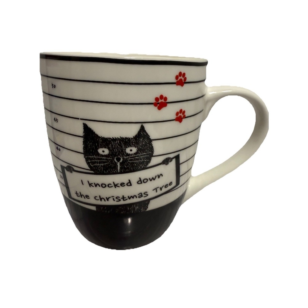 Hazel‎ & Co I Knocked Down the Christmas Tree Arrested Cat Coffee Tea Mug 16 oz